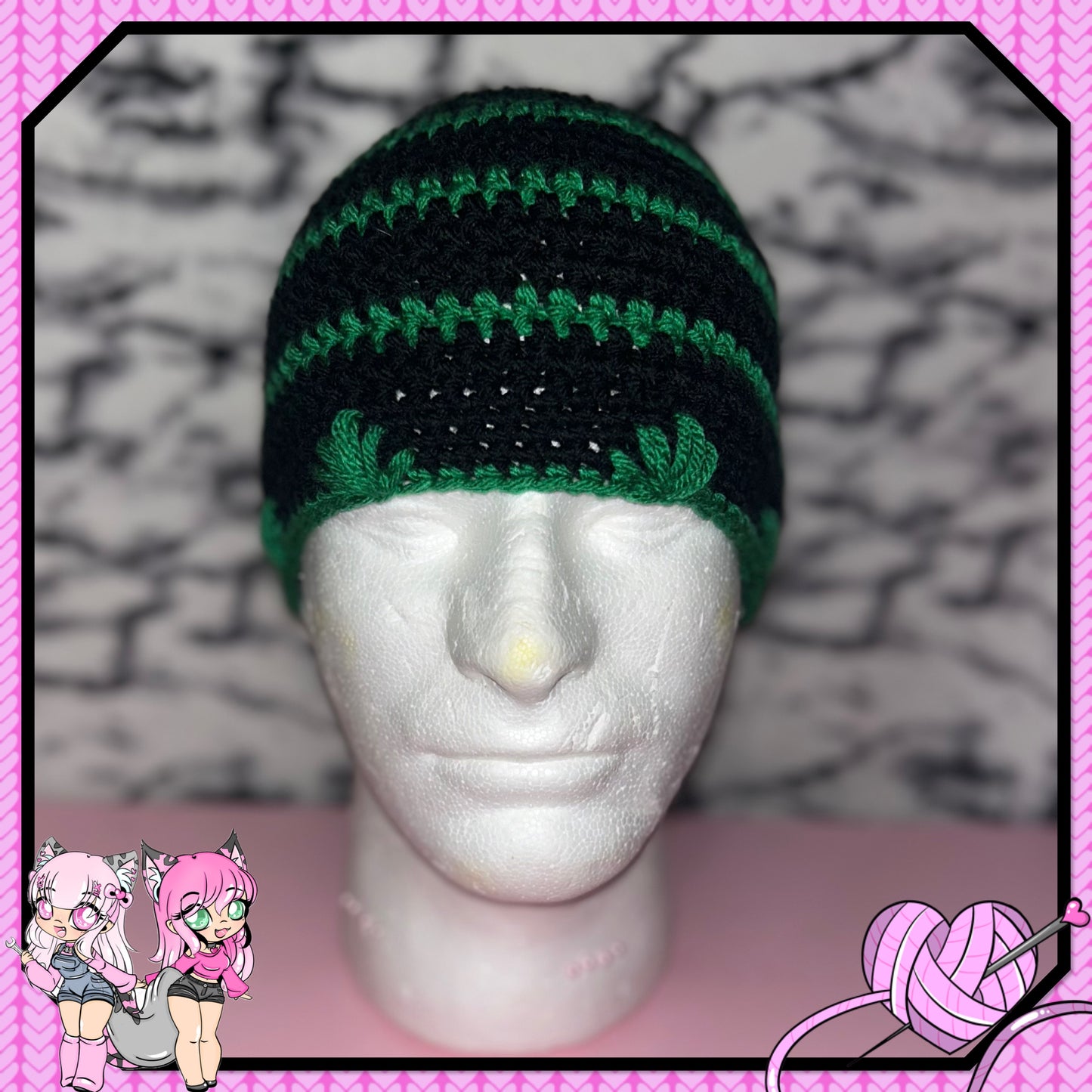 Black and green cap
