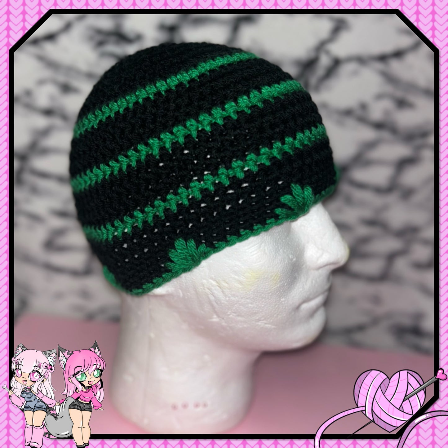 Black and green cap