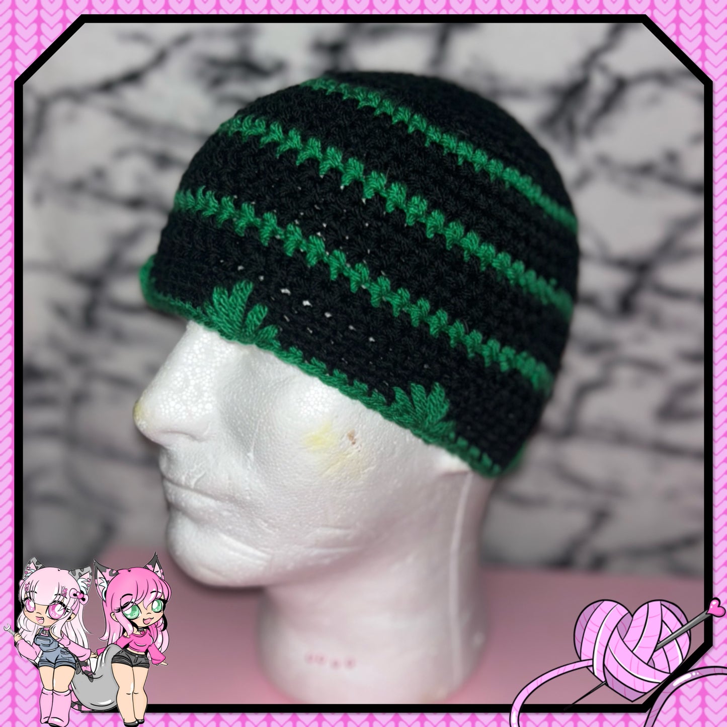 Black and green cap